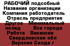 РАБОЧИЙ подсобный › Название организации ­ Компания-работодатель › Отрасль предприятия ­ Другое › Минимальный оклад ­ 1 - Все города Работа » Вакансии   . Свердловская обл.,Верхняя Салда г.